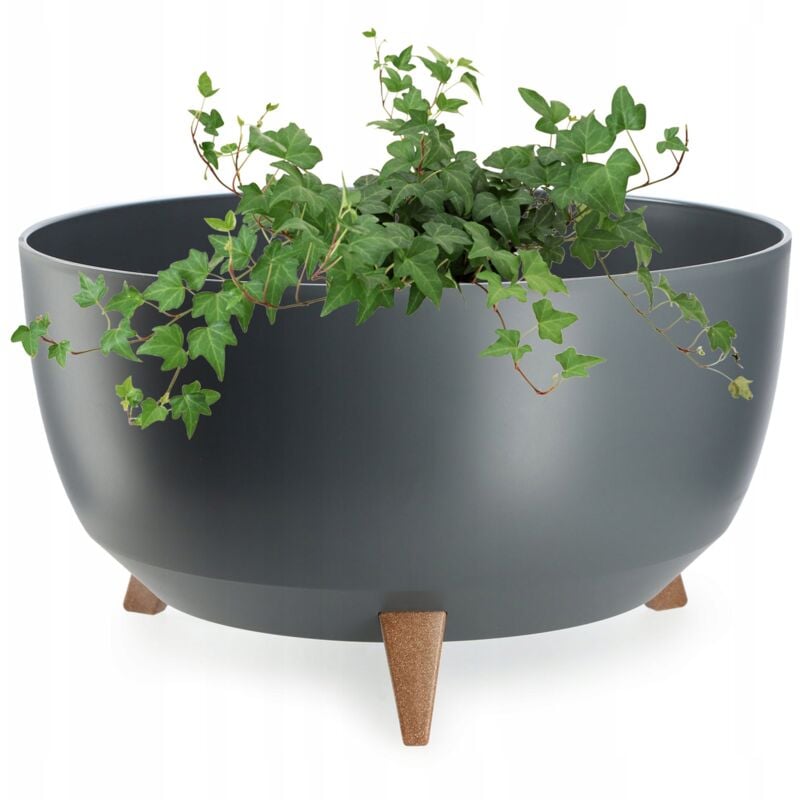 Pot de Fleurs Pot de Fleurs 47 cm Couvercle + Pieds d'insertion Support de Fleurs Anthracite - Kadax