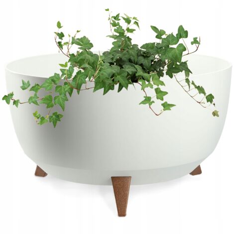 KADAX Pot de Fleurs Pot de Fleurs 47 cm Couvercle + Pieds d'insertion Support de Fleurs Blanc