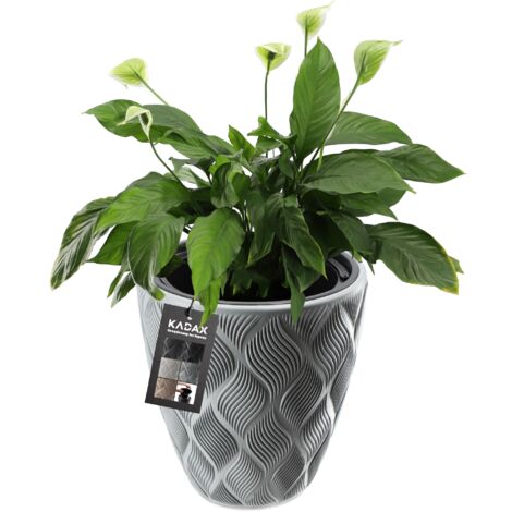 KADAX Pot de fleurs Pot de fleurs avec insert couvercle gris 42 cm