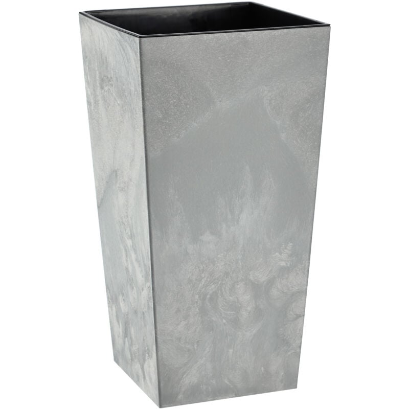 Pot de Fleurs Pot de Jardin 57 cm avec Insert Support de Fleurs Haut Gris Terrasse Balcon - Kadax