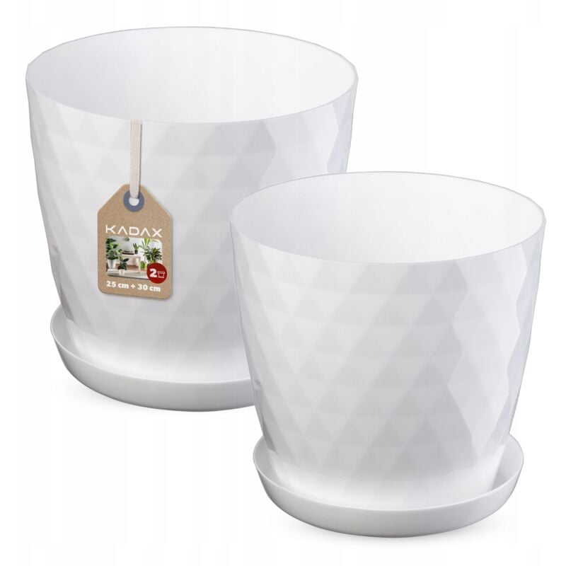 Pot de Fleurs + Support Blanc set 25+30cm - Kadax