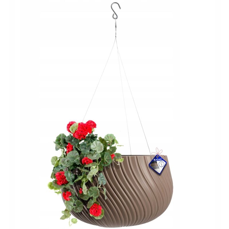 KADAX Pot Suspendu Suspendu Suspendu avec chaîne et Crochet, Pot de Fleurs Suspendu pour Plantes grimpantes, Cache-Pot avec Insert,( 32 cm, Marron)