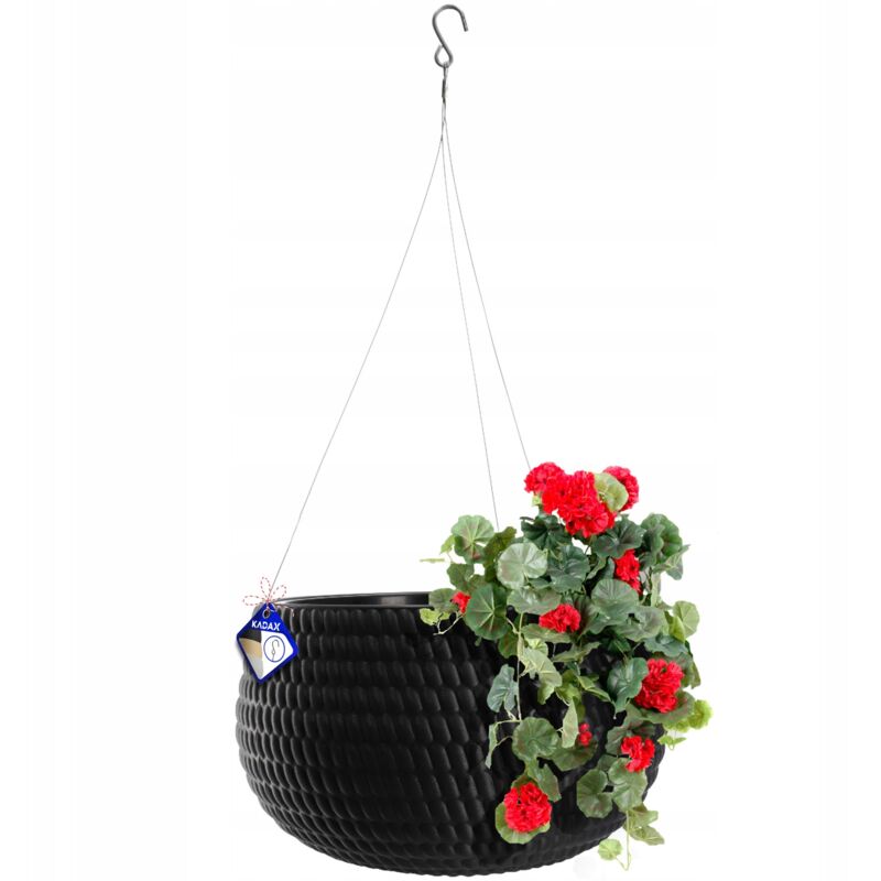 Pot Suspendu Suspendu Suspendu avec chaîne et Crochet, Pot de Fleurs Suspendu pour Plantes grimpantes, Cache-Pot avec Insert,( 32 cm, Noir) - Kadax