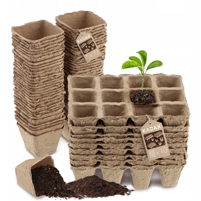 Pots de semis en tourbe pour semis 5,5 cm 72 pièces + 10x12 pièces - Kadax