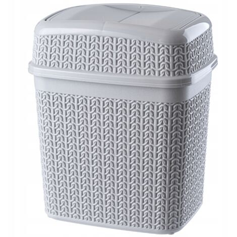 KADAX Poubelle de Salle de Bain 5L, Petite Poubelle de Chambre en Plastique avec Couvercle Basculant pour une Gestion Efficace des Déchets (Gris)