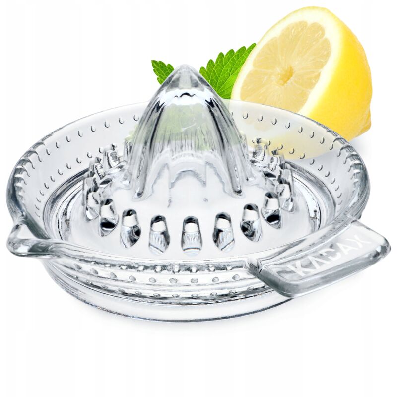 Kadax - Presse-agrumes en verre sodium-calcium - Presse-citron manuel avec bec verseur - Pour citron, orange (transparent)