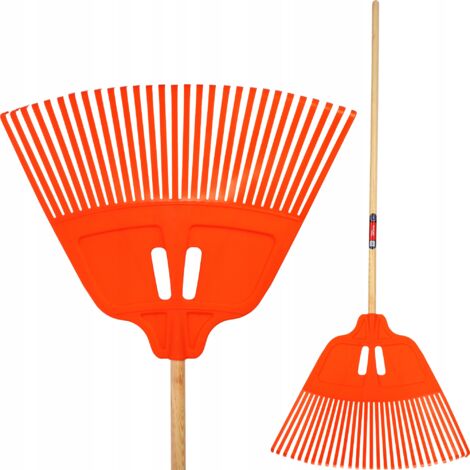 KADAX Rastrillo con mango de madera para hojas de hierba, 170 cm