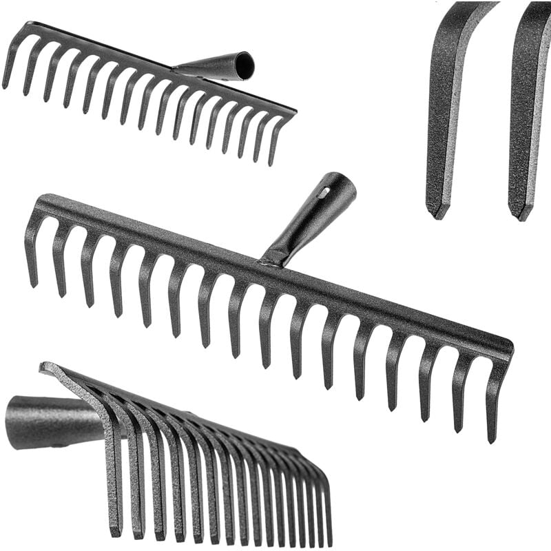 Kadax - Râteau à Feuilles Acier 16 Dents Râteau de Jardin Sol Herbe Sans Manche