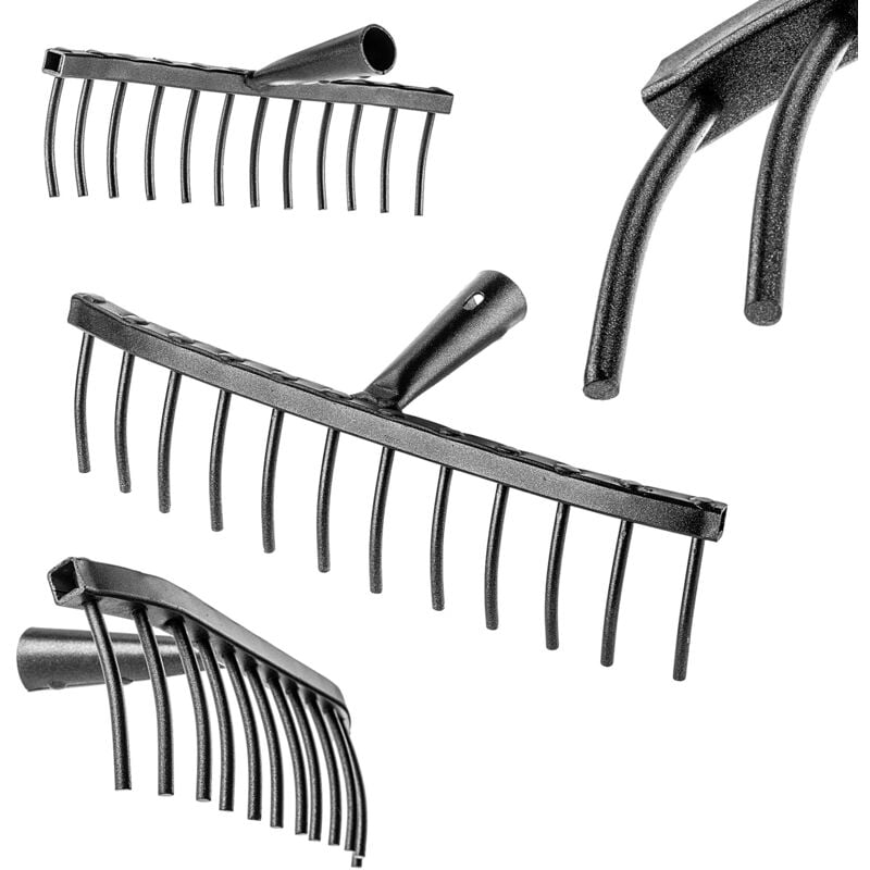 Kadax - Râteau à Pierre Râteau à Sol de Jardin en Acier à 12 Dents sans Manche