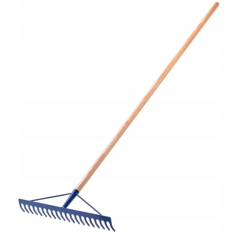 Kadax - Râteau à pierre Râteau de jardin en acier, râteau plat avec tête renforcée, outil de jardin pour collecter des pierres (avec manche en bois)