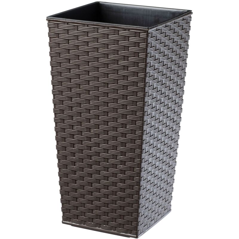 Kadax - Rattan Blumentopf, Pflanzkübel Mit Einlage, 35 Cm, Mokka