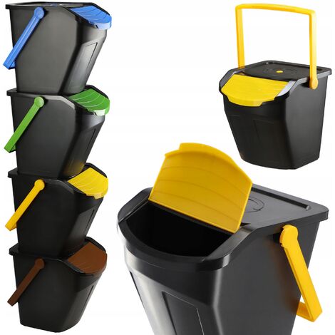 KADAX Recycling-Eimer, 25L Mülleimer mit Deckel, 4 Stück 25l