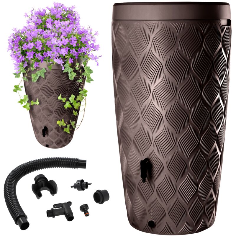 Réservoir d'eau de Pluie 240L Baril Récipient de Pluie Pot de Fleur + Robinet Fort - Kadax
