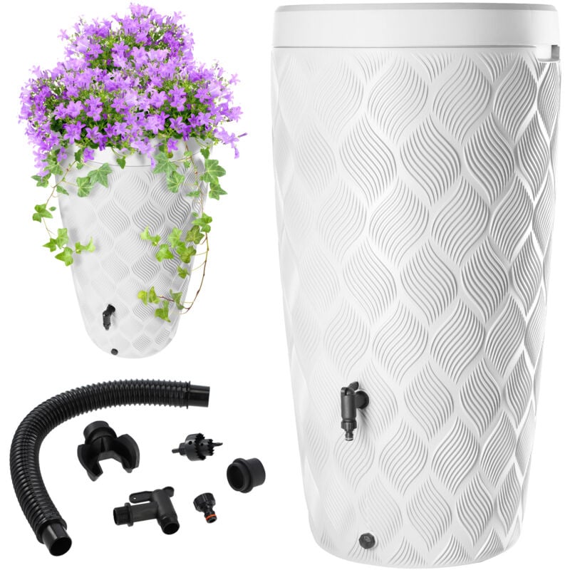Réservoir d'eau de Pluie 240L Baril Récipient de Pluie Pot de Fleur + Robinet Fort - Kadax