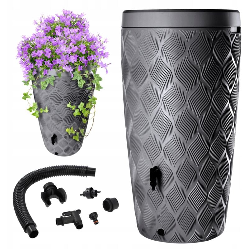 Réservoir d'eau de Pluie 240L Conteneur de Baril d'eau avec Robinet Pot de Fleur Grand - Kadax