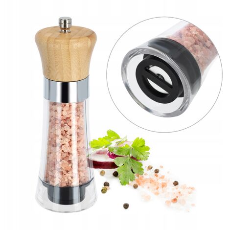 KADAX Salz- und Pfeffermühle, Seesalzmühle aus Acryl, Holz und Keramik, Pfeffer