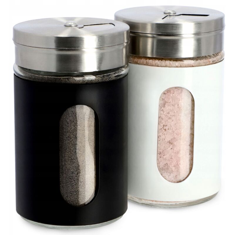 Salz-und Pfefferstreuer, 2er Set, 90ml, Streuer, Weiß/schwarz - Kadax