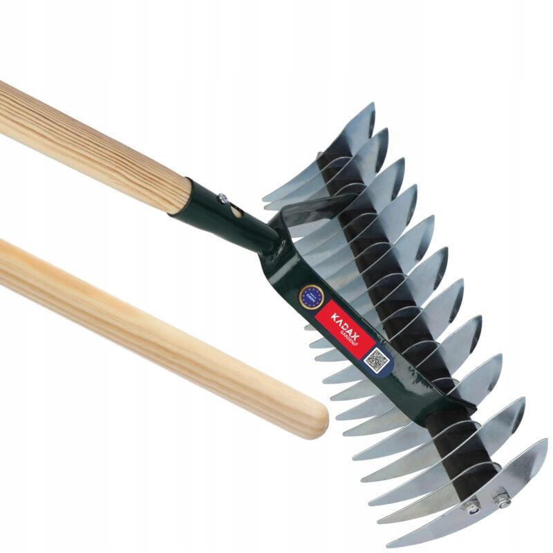 Kadax - Scarificateur Manuel avec Manche en Bois et Tête en Acier, Aérateur de Gazon et Sol, Outil d'Aération et de Déchaumage pour Jardin et Pelouse