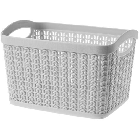 KADAX Scatola portaoggetti in plastica, Cestino portaoggetti con design aperto e maniglie robuste per organizzare il bagno (Grigio, 3,3 L)