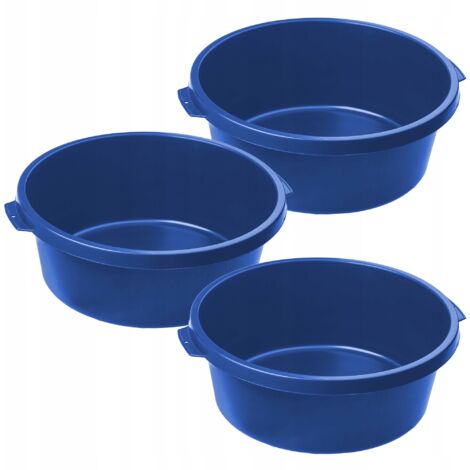 KADAX Schale aus Kunststoff, runder Schüssel, Putzeimer, Blau, 11 L, 3 Stück