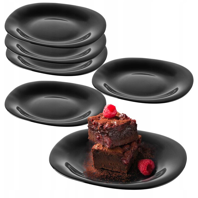 Kadax Dessertteller, Teller-set, Kuchenteller, Schwarz, 6 Stück