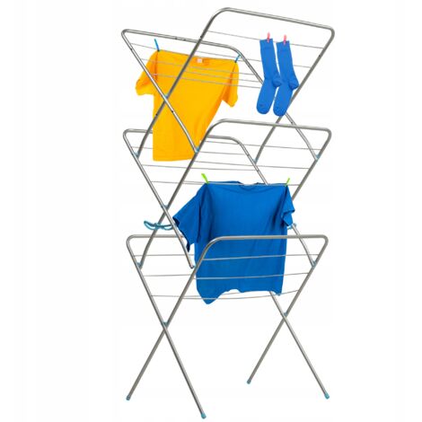 KADAX Sèche-linge vertical, séchoir pliable, longueur sèche avec surface sèche totale de 20 m, structure compacte (gris)