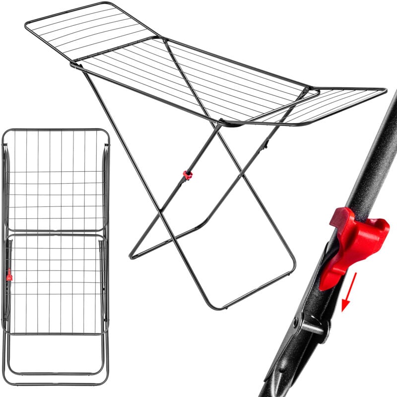 Séchoir à Linge Pliant 171 x 51 x 97 cm, Grand Etendoir à Linge pour Un Séchage Efficace et Pratique de Vos Vêtements d'Intérieur (Anthracite) - Kadax