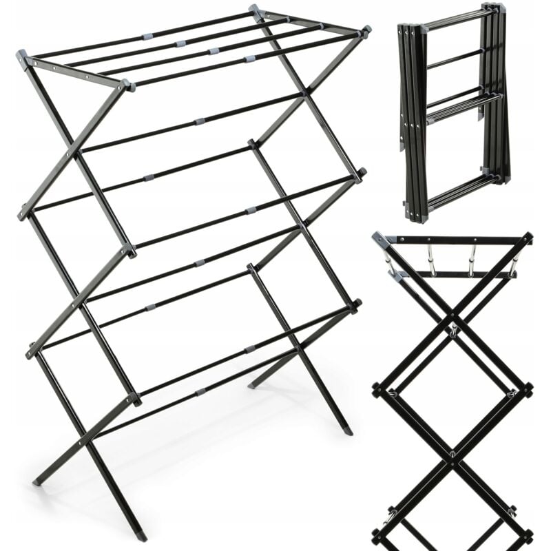 Séchoir pliable, séchoir sur pied extensible, séchoir à linge en accordéon, séchoir tour pliable (104,5 cm de haut debout) - Kadax