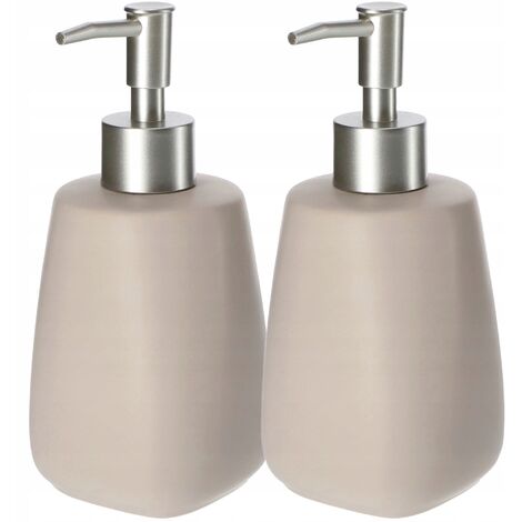 KADAX Seifenspender mit Pumpe, aus Keramik, Spender, Beige, 2 Stück