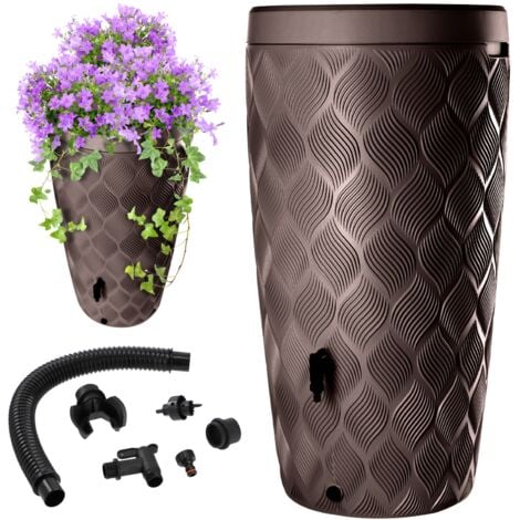 KADAX Serbatoio dell'acqua piovana Barile da 240 litri Vaso per fiori + rubinetto resistente
