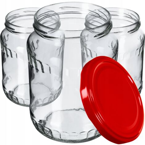 KADAX Set 8 Barattoli per Marmellata 720 ml con Coperchio a Vite - con Tappo a Vite - Barattoli per Marmellata - Rosso