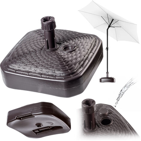 KADAX Sonnenschirmständer, Rattan, Quadratisch, Braun