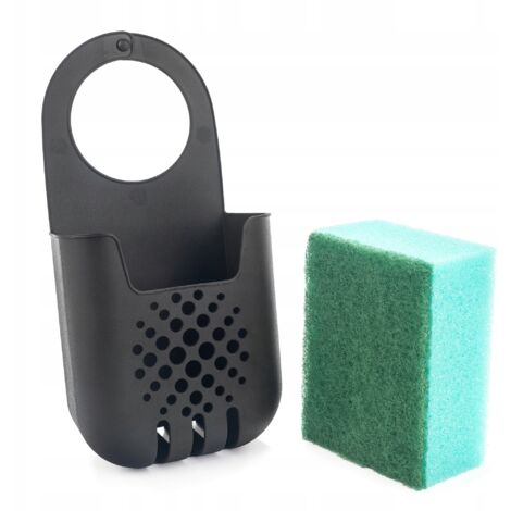 KADAX Soporte para esponja, estante de drenaje para esponja, cesta colgante para almacenamiento de esponja, estante para grifo, ayuda para la organización de la cocina (negro)