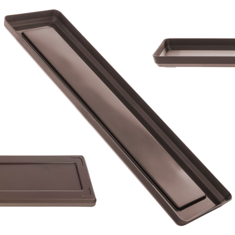 Soucoupe pour pot de fleurs, soucoupe en plastique, dessous pour plantes rectangulaires, soucoupe pour pots de fleurs, moka, 50 cm, K9991 - Kadax