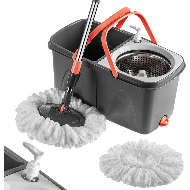 Kadax - Spin Mop avec seau 18L Presse-nettoyage Distributeur rond