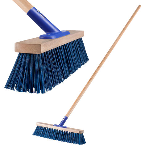 KADAX Straßenbesen mit langem Stiel aus Holz und Nylon, Kehrbesen, Blau, 40 cm