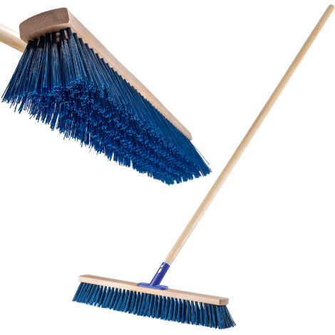 KADAX Straßenbesen mit langem Stiel aus Holz und Nylon, Kehrbesen, Blau, 60 cm