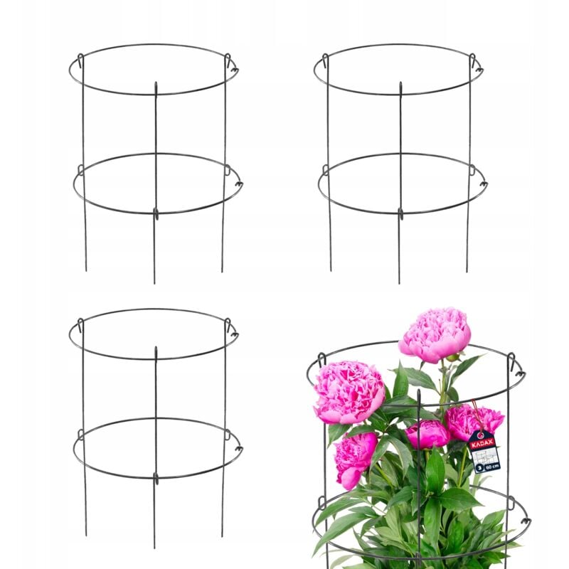 Kadax - Support pour Plantes à Fleurs 60cm Anneau de Jardin Support en Acier 3pcs