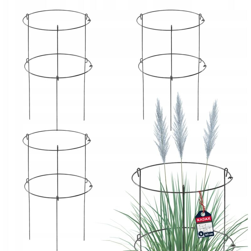 Kadax - Support pour Plantes à Fleurs 90cm Anneau de Jardin Support en Acier 3pcs