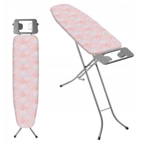 KADAX Tabla de Planchar 110 x 30 cm, Tabla de Planchar Plegable con Funda de Algodón, Soporte para Plancha, Patas Antideslizantes y Altura Regulable (Melocotón)