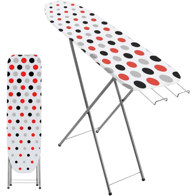 Table à Repasser 104 x 30 cm, Planche Pliable avec Housse en Coton Amovible, Support pour Fer, Pieds Antidérapants et Hauteur Réglable (Blanc) - Kadax