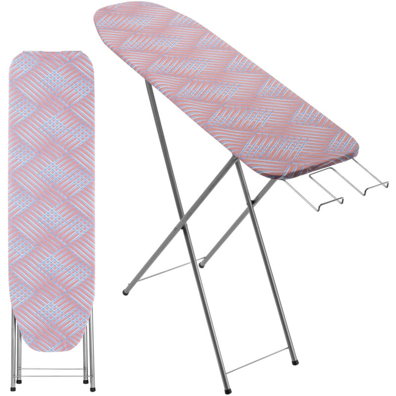 Table à Repasser 104 x 30 cm, Planche Pliable avec Housse en Coton Amovible, Support pour Fer, Pieds Antidérapants et Hauteur Réglable (Pêche) - Kadax