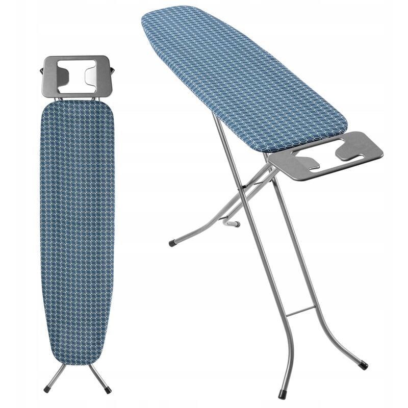 Table à Repasser 110 x 30 cm, Planche à Repasser Pliable avec Housse en Coton, Support pour Fer, Pieds Antidérapants et Hauteur Réglable (Bleu)