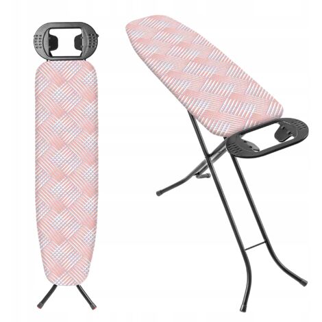KADAX Table à Repasser 110 x 30 cm, Planche Pliable avec Housse en Coton, Support pour Fer, Pieds Antidérapants et Hauteur Réglable (Pêche)