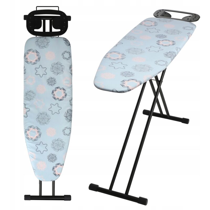 Table à Repasser 120 x 38 cm, Planche à Repasser Pliable avec Housse en Coton, Support pour Fer, Pieds Antidérapants et Hauteur Réglable (Bleu)