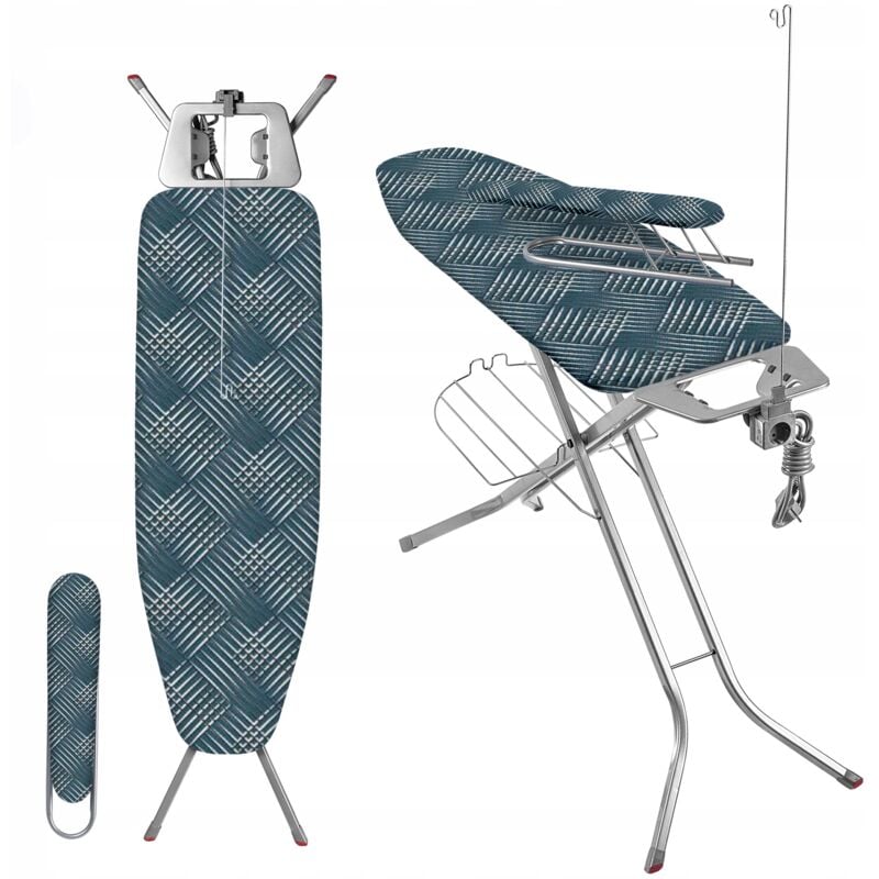 KADAX Table à Repasser 120x38 cm Large Plateau avec Prise + Serviette avec Etagère