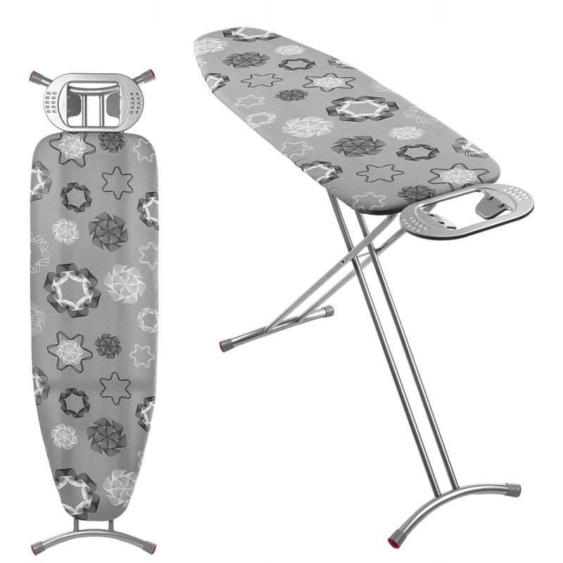 Table à Repasser Pliable 120 x 38 cm, Planche à Repasser Ergonomique avec Housse en Coton et Pieds Ajustables pour Un Repassage Efficace (Gris)