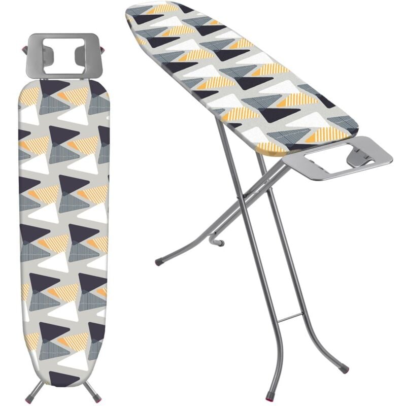 Table à Repasser pour Centrale Vapeur, Planche Pliable avec Housse en Coton, Support de Fer Intégré et Pieds Antidérapants (114 x 34 cm, Gris) - Kadax