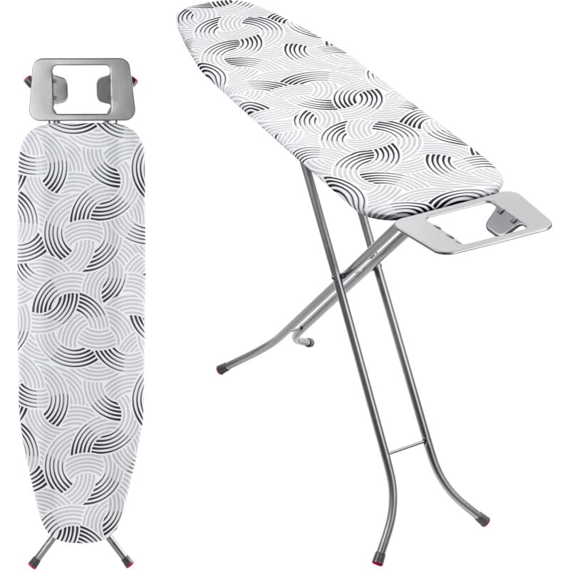 Table à Repasser pour Centrale Vapeur, Planche Pliable avec Housse en Coton, Support de Fer Intégré et Pieds Antidérapants (114 x 34 cm, Gris) - Kadax
