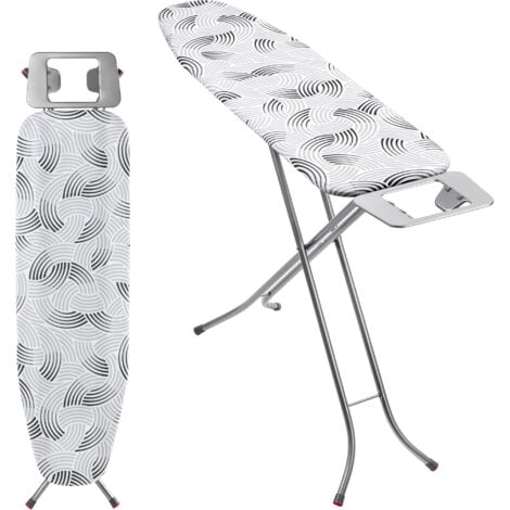 KADAX Table à Repasser pour Centrale Vapeur, Planche Pliable avec Housse en Coton, Support de Fer Intégré et Pieds Antidérapants (114 x 34 cm, Gris)